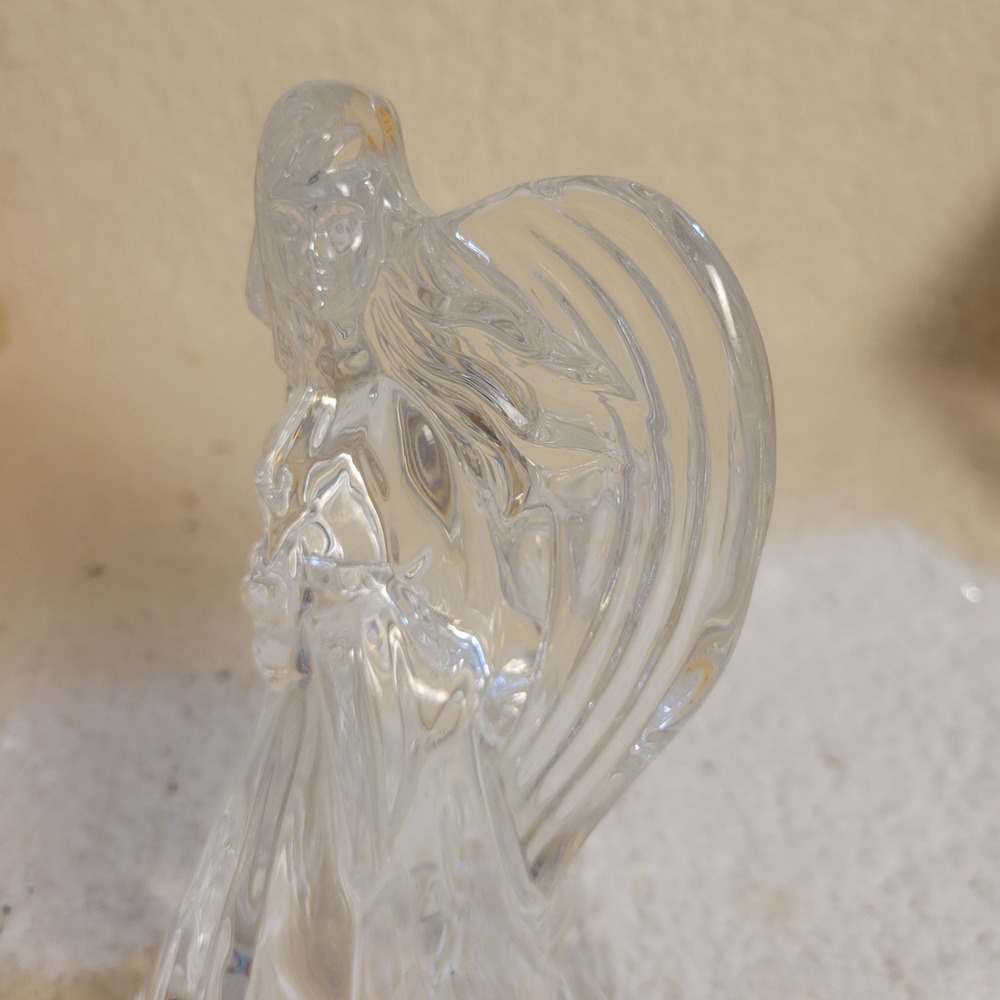 Clear Glass Angel Figurine 7.5 Inch Tall Pressed Glass Religious Holiday Decor - Picture 2 of 6